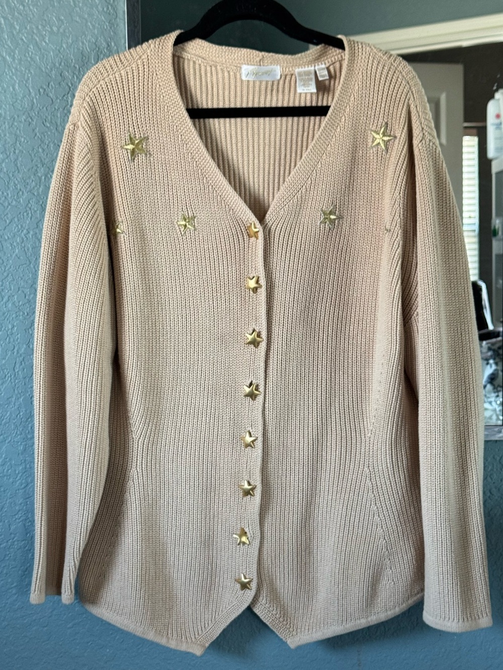 NWT 100% Cotton Shaker Stitch Star-Button Knit Cardigan Sweater Size 2X